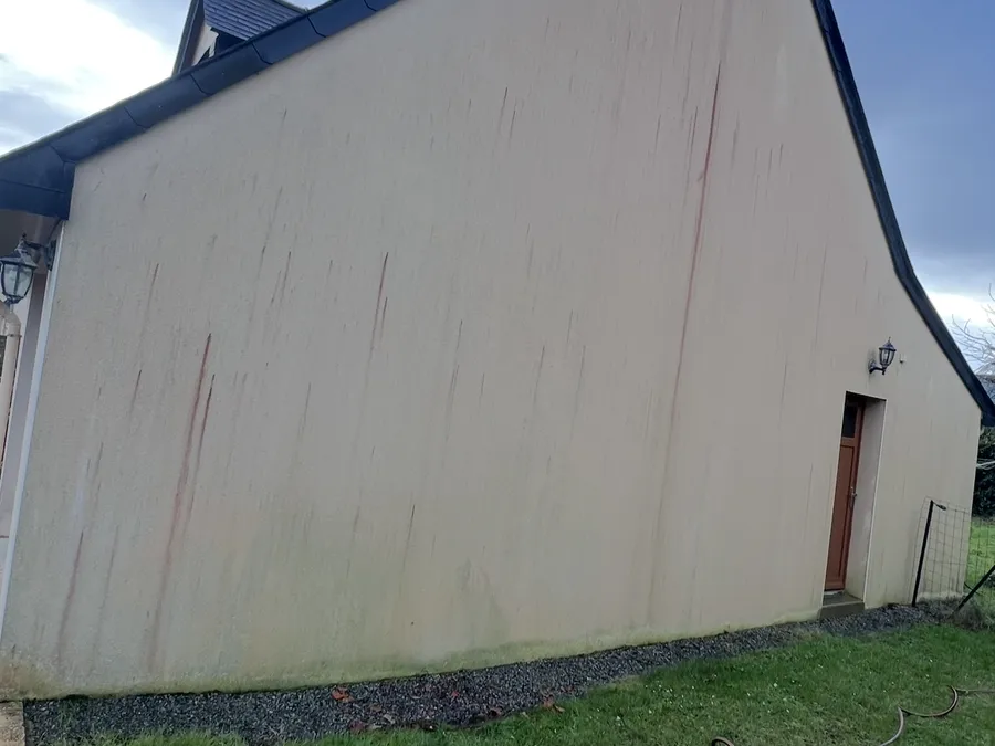 Façade tachée par des coulures avant ravalement